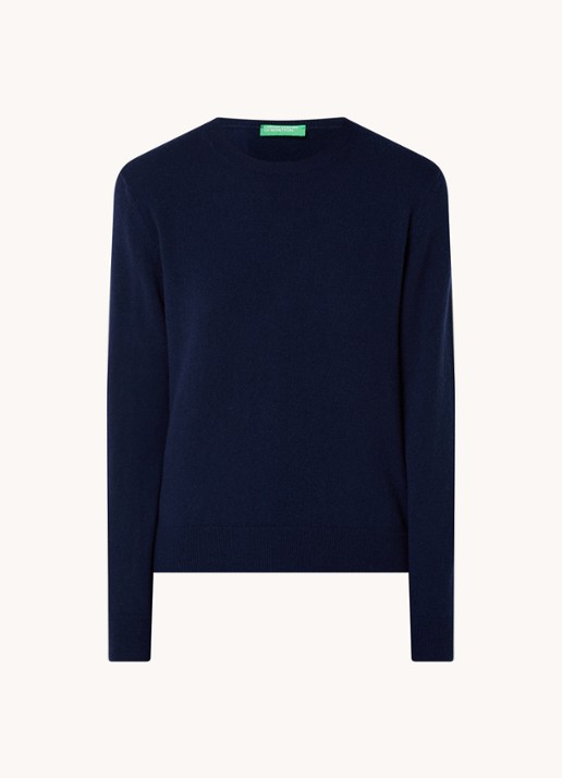 Benetton Fijngebreide pullover van kasjmier - voorkant 5 donkerblauw