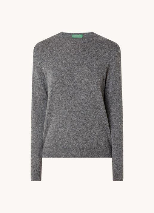 Benetton Fijngebreide pullover van kasjmier - voorkant grijs