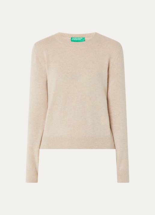 Benetton Fijngebreide pullover van kasjmier - voorkant 3 donkerbeige