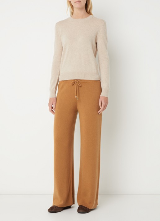 Benetton Fijngebreide pullover van kasjmier - voorkant 4 donkerbeige