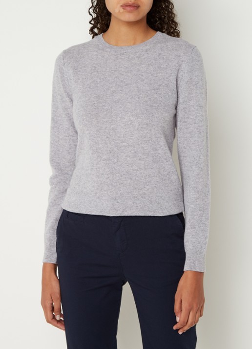 Benetton Fijngebreide pullover van merino wol - detail 3 lichtgrijs