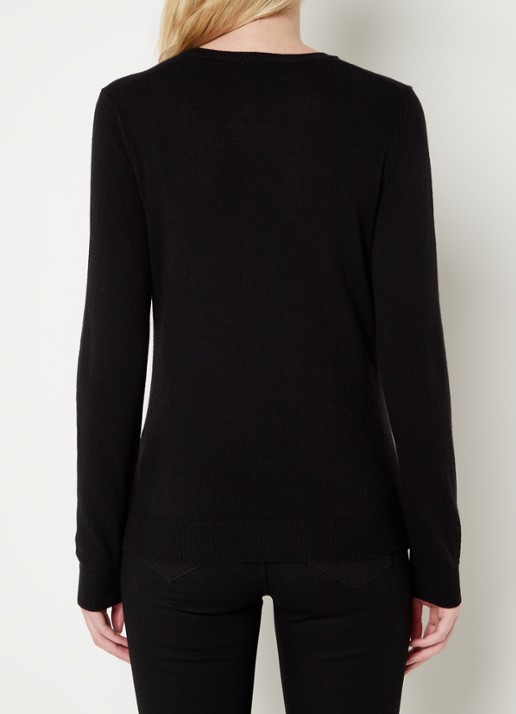 Benetton Fijngebreide pullover van merino wol - achterkant 2 zwart