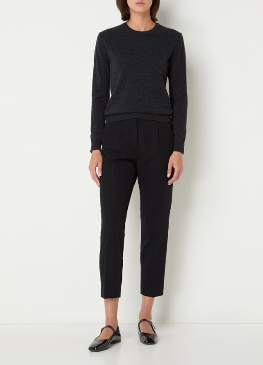 Benetton Fijngebreide pullover van merino wol - voorkant 2 antraciet