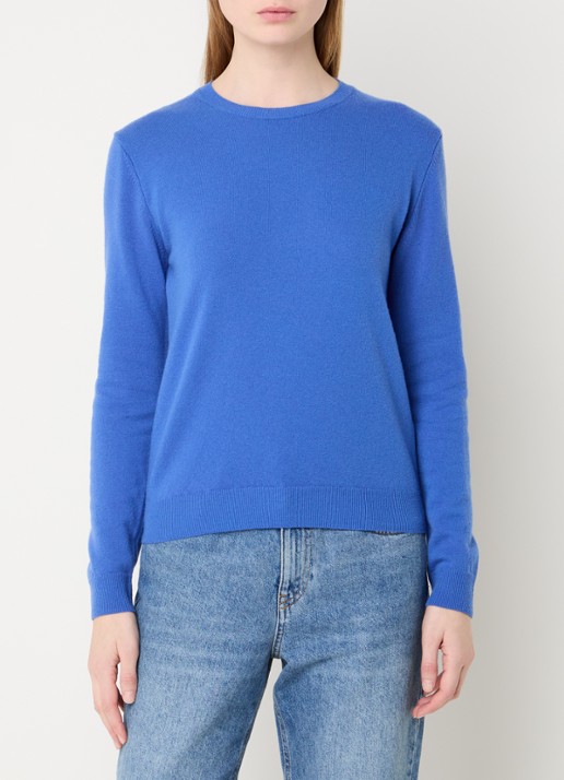 Benetton Fijngebreide pullover van merino wol - detail 4 blauw