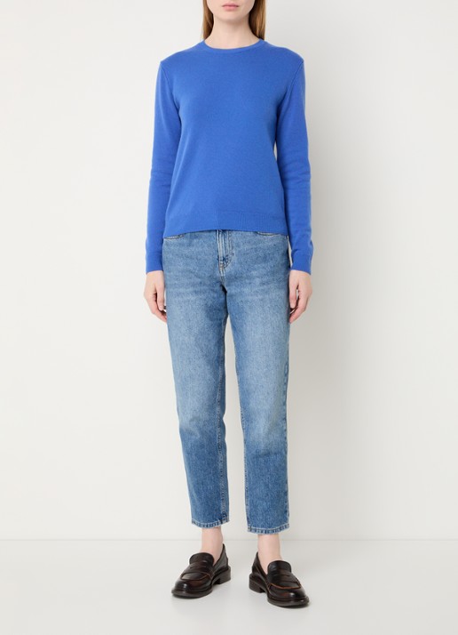 Benetton Fijngebreide pullover van merino wol - voorkant 2 blauw