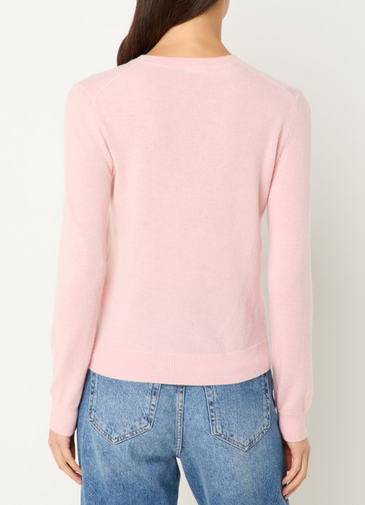 Benetton Fijngebreide pullover van merino wol - achterkant 7 zalmroze