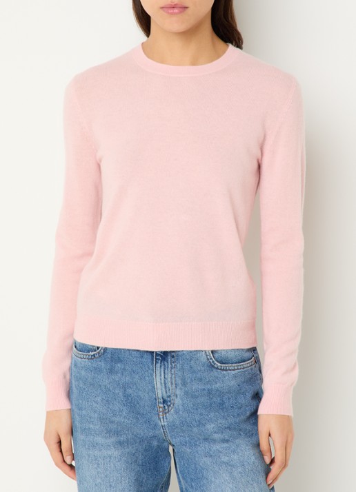 Benetton Fijngebreide pullover van merino wol - detail 2 zalmroze