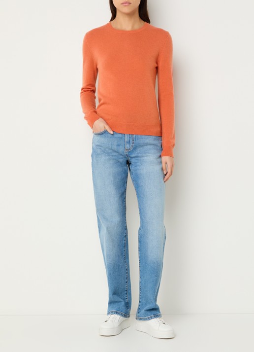 Benetton Fijngebreide pullover van merino wol - voorkant 3 oranjerood