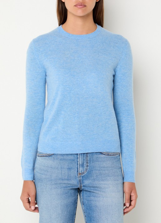 Benetton Fijngebreide pullover van merino wol - detail blauwgrijs