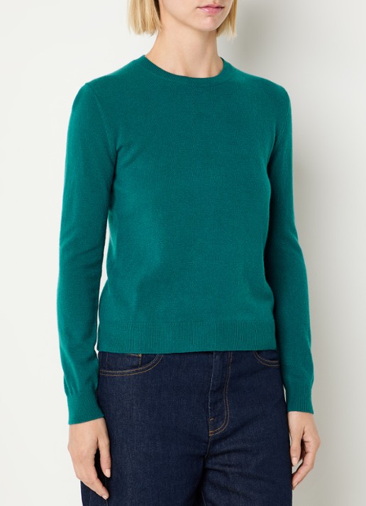 Benetton Fijngebreide pullover van merino wol - detail donkerblauw