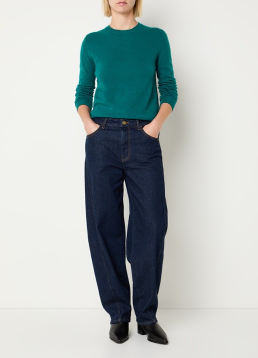 Benetton Fijngebreide pullover van merino wol - voorkant 4 donkerblauw