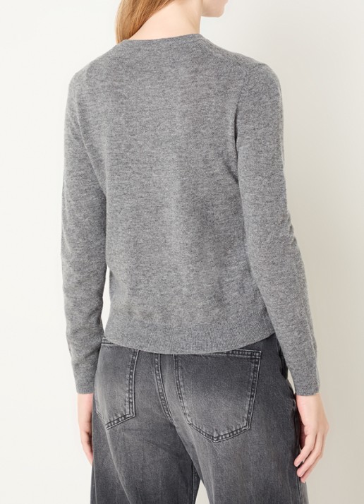 Benetton Fijngebreide pullover van merino wol - achterkant middengrijs