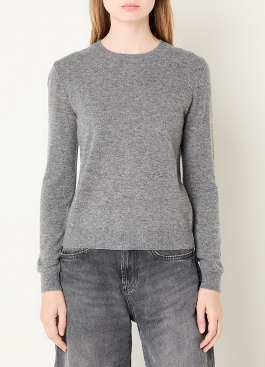 Benetton Fijngebreide pullover van merino wol - detail 4 middengrijs