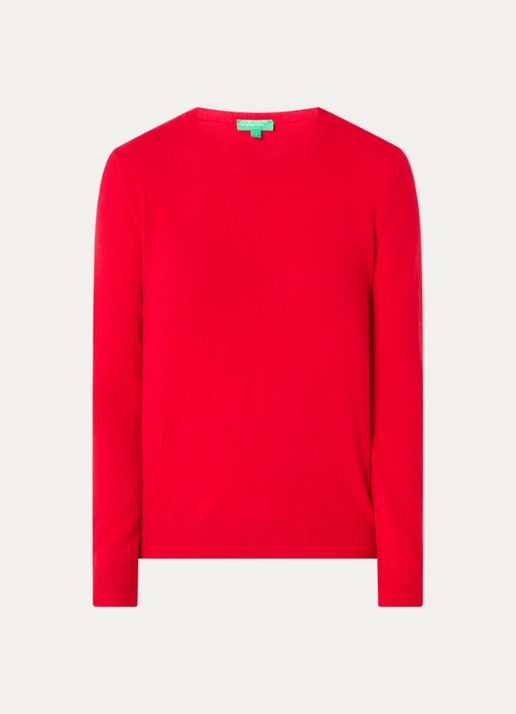 Benetton Fijngebreide pullover van merino wol - voorkant 3 rood