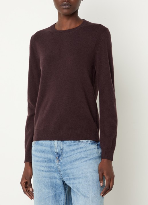 Benetton Fijngebreide pullover van merino wol - detail bruin