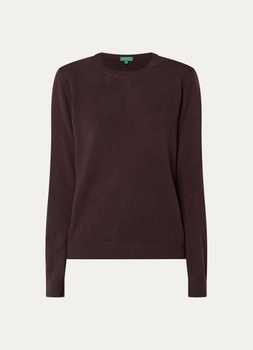 Benetton Fijngebreide pullover van merino wol - voorkant 2 bruin