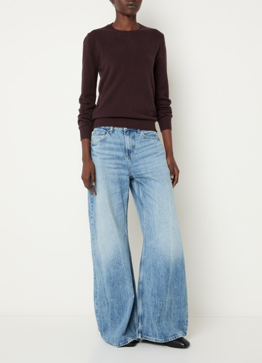 Benetton Fijngebreide pullover van merino wol - voorkant 3 bruin