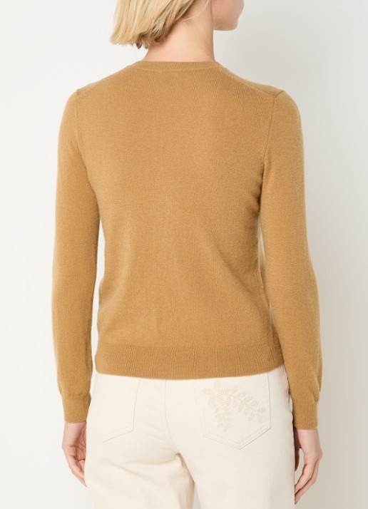 Benetton Fijngebreide pullover van merino wol - achterkant 2 camel