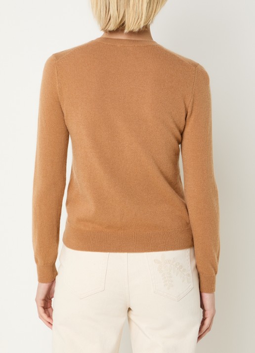 Benetton Fijngebreide pullover van merino wol - achterkant 5 camel