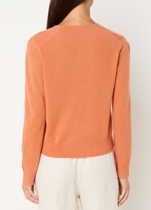 Benetton Fijngebreide pullover van scheerwol met V-hals - achterkant 4 oranje