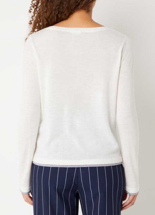 Benetton Fijngebreide pullover van scheerwol - achterkant creme