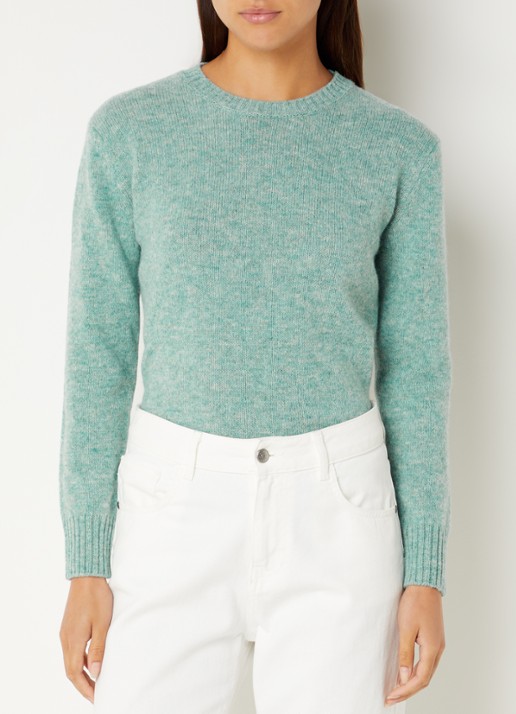 Benetton Fijngebreide pullover van wol - detail 4 turquoise