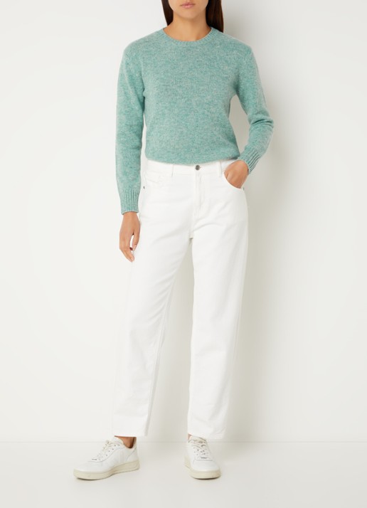Benetton Fijngebreide pullover van wol - voorkant 2 turquoise