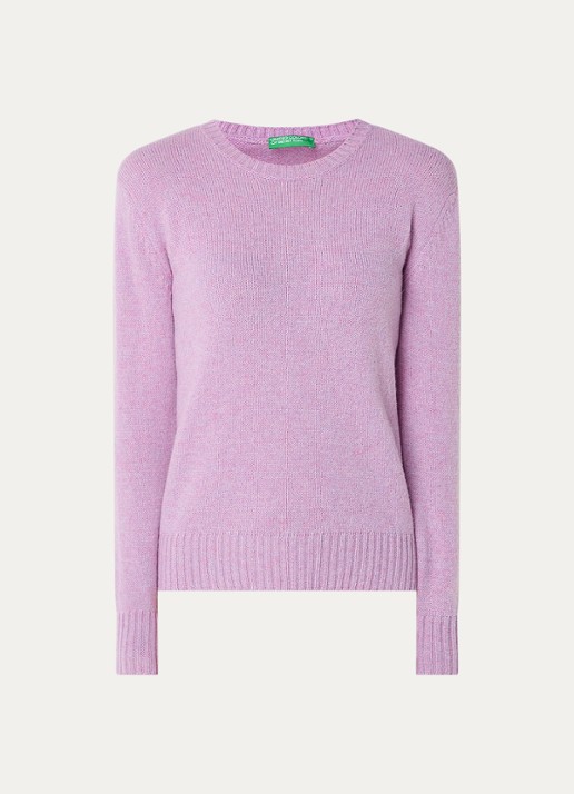 Benetton Fijngebreide pullover van wol - voorkant 3 lila