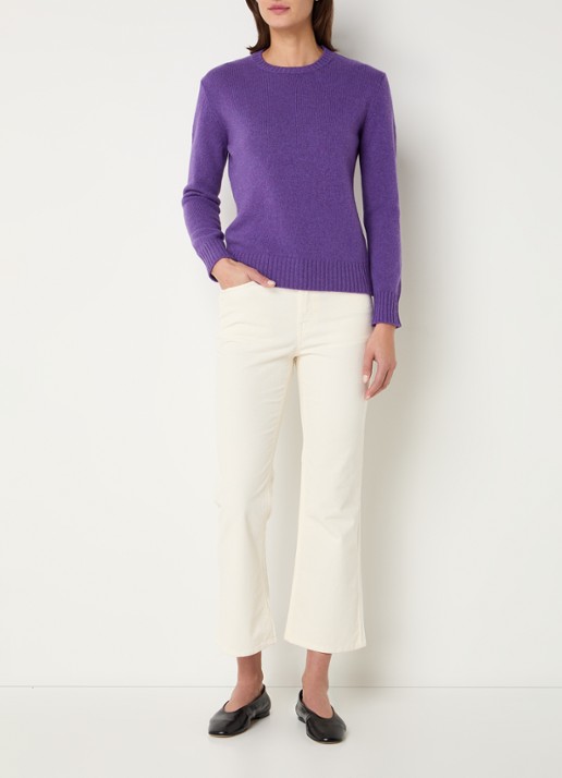 Benetton Fijngebreide pullover van wol - voorkant 4 paars