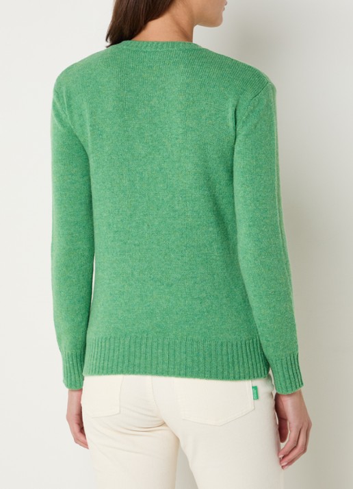 Benetton Fijngebreide pullover van wol - achterkant groen