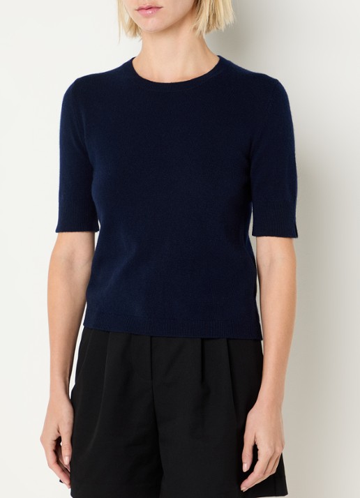 Benetton Fijngebreide top van scheerwol - detail blauw