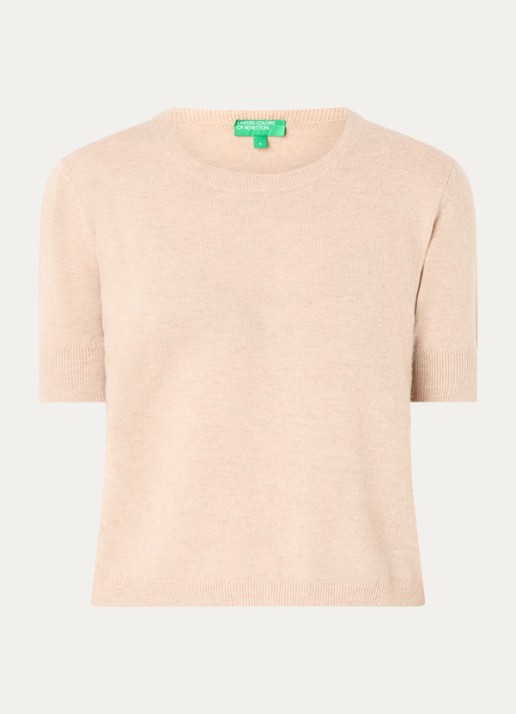 Benetton Fijngebreide top van scheerwol - voorkant 2 beige