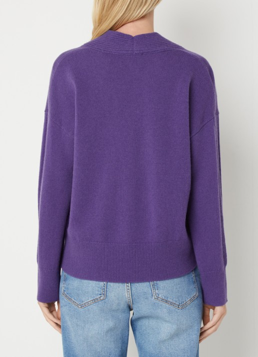 Benetton Fijngebreide trui in wolblend met col - achterkant violet