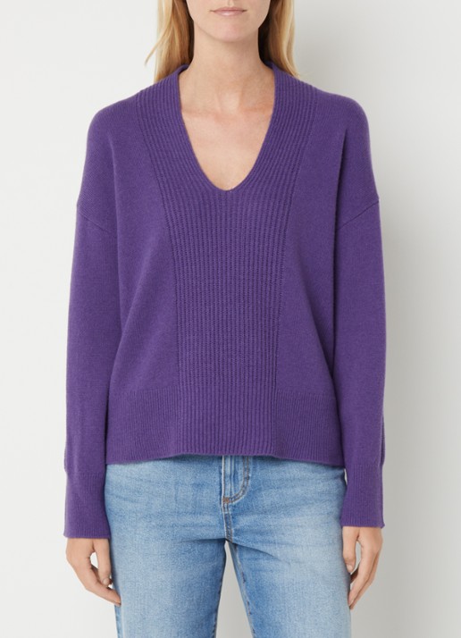Benetton Fijngebreide trui in wolblend met col - detail 4 violet