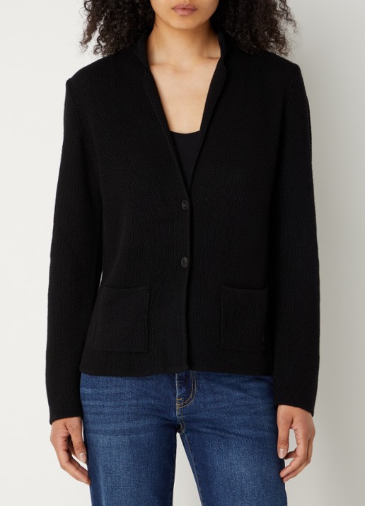Benetton Gebreid vest in kasjmierblend met zakken - detail 3 zwart