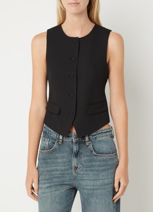 Benetton Gilet met ronde hals - detail zwart