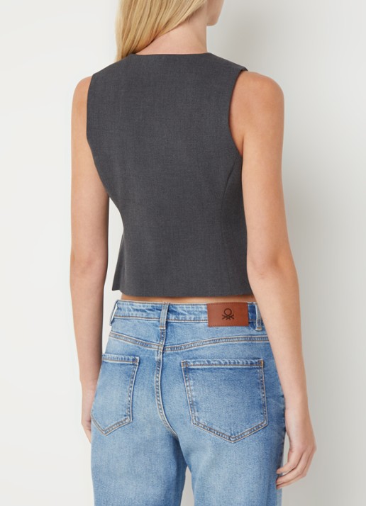 Benetton Gilet met ronde hals - achterkant 4 donkergrijs