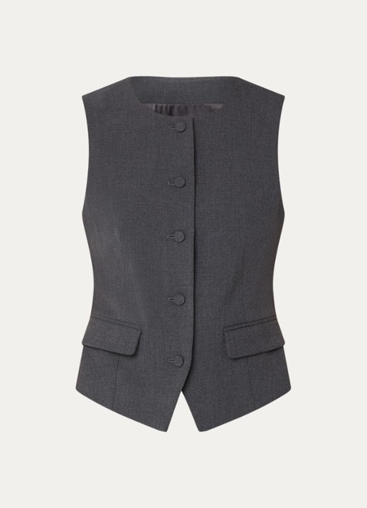 Benetton Gilet met ronde hals - voorkant 2 donkergrijs