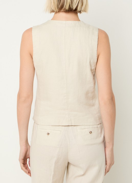 Benetton Gilet van linnen - achterkant 4 zand