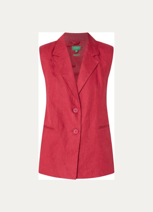 Benetton Gilet van linnen - voorkant 3 kersenrood