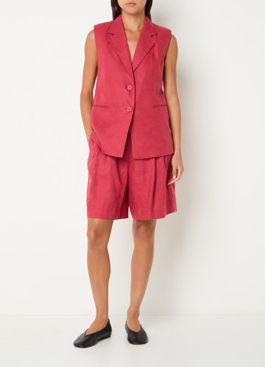 Benetton Gilet van linnen - voorkant 4 kersenrood