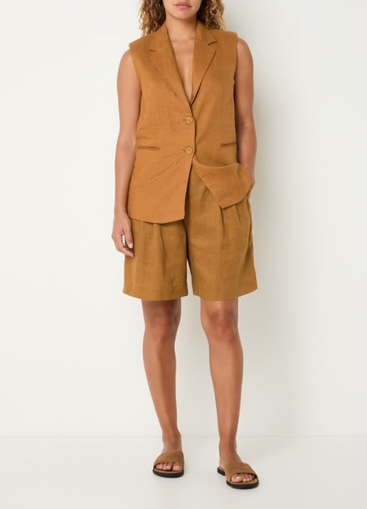 Benetton Gilet van linnen - voorkant 3 camel