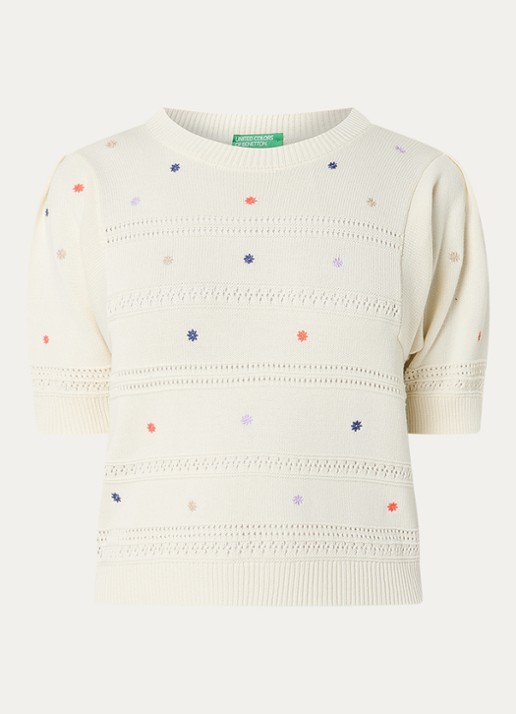 Benetton Grofgebreide pullover met borduring