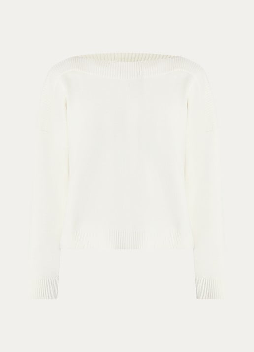 Benetton Grofgebreide trui in wolblend  - voorkant 3 creme