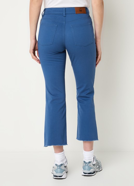 Benetton High waist cropped bootcut jeans met gekleurde wassing - achterkant 3 staalblauw