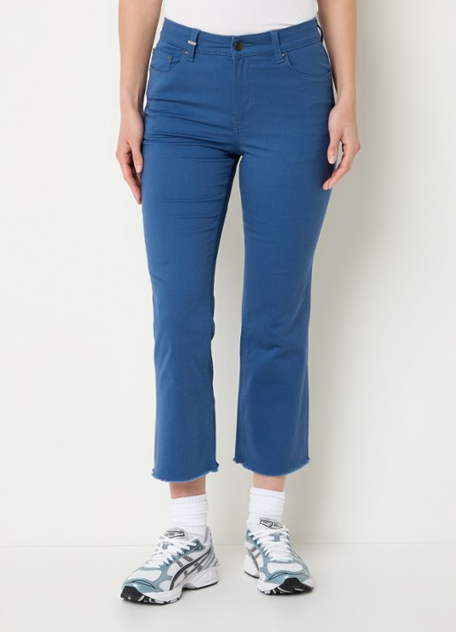 Benetton High waist cropped bootcut jeans met gekleurde wassing - detail staalblauw