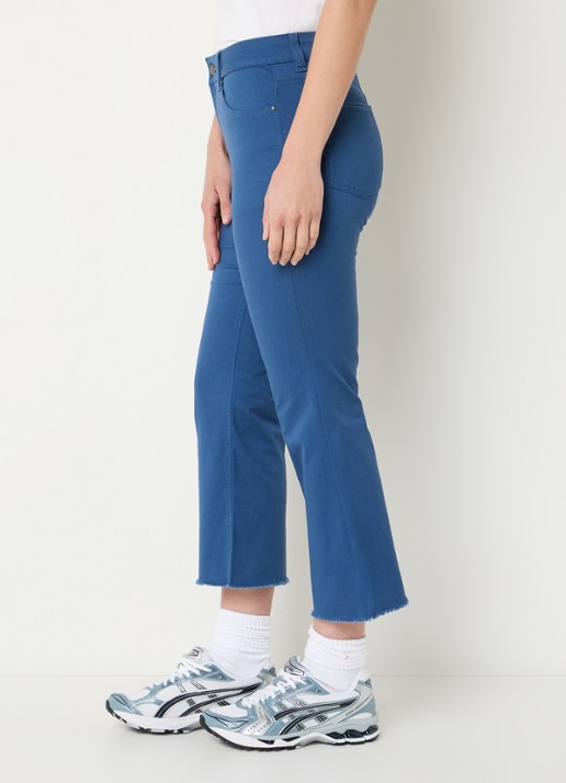Benetton High waist cropped bootcut jeans met gekleurde wassing - detail 2 staalblauw