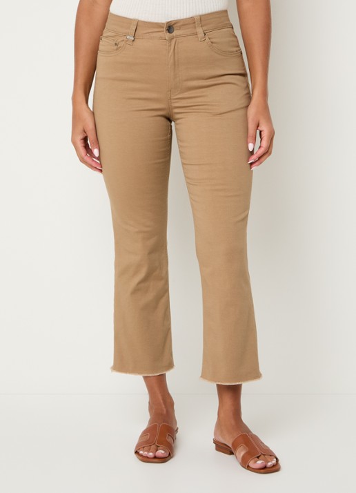 Benetton High waist cropped bootcut jeans met gekleurde wassing - detail 4 camel