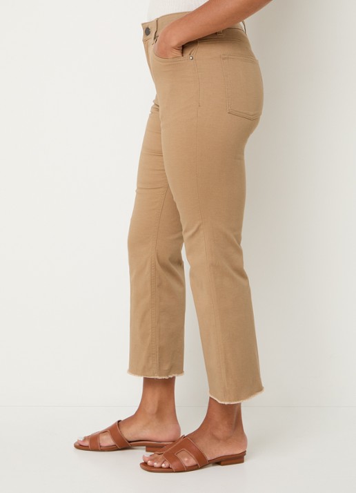 Benetton High waist cropped bootcut jeans met gekleurde wassing - detail 5 camel