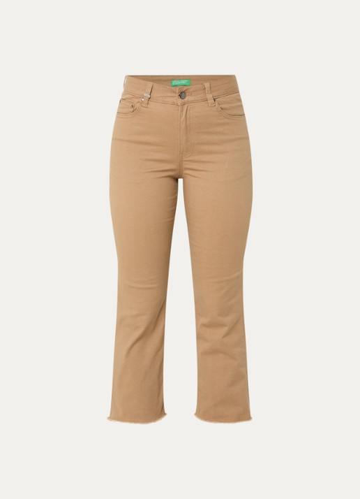 Benetton High waist cropped bootcut jeans met gekleurde wassing - voorkant 2 camel